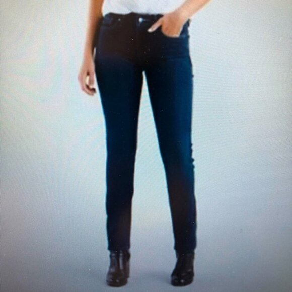 LEVIS 712 SLIM  ROW HEM HIGH RISE JEANS IN VERY DARK BLUE IN SIZE 28 - Picture 1 of 4